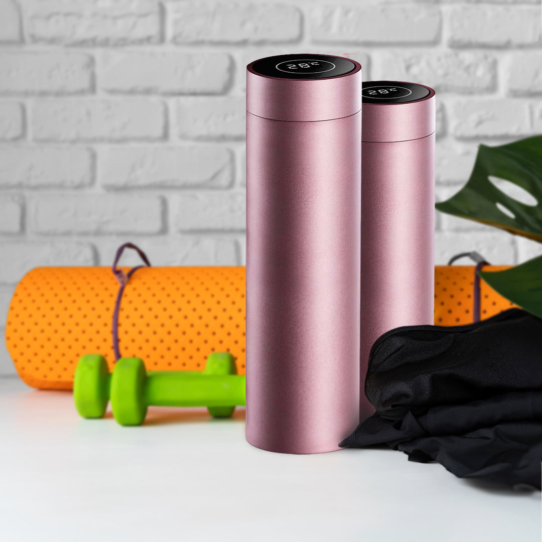 500ML Smart Thermometer Bottle Vacuum Flask  Rose Gold
