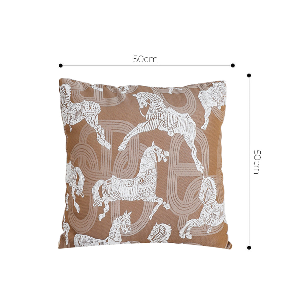 SOGA 50cm Bohemian Camel Brown White Horse Pattern Throw Pillow