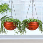 SOGA Red Large Hanging Resin Flower Pot Self Watering Basket Planter
