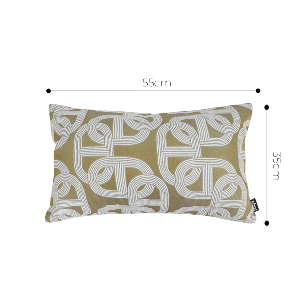 SOGA 35cm Artistic Olive Green White Geometric Pattern Throw Pillow