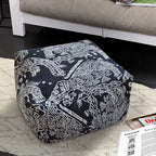 55x30cm Black Squared Soft Pouffe Seat Cushion Elegant Home