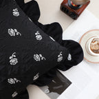 45cm Throw Pillow Black Ruffled Square