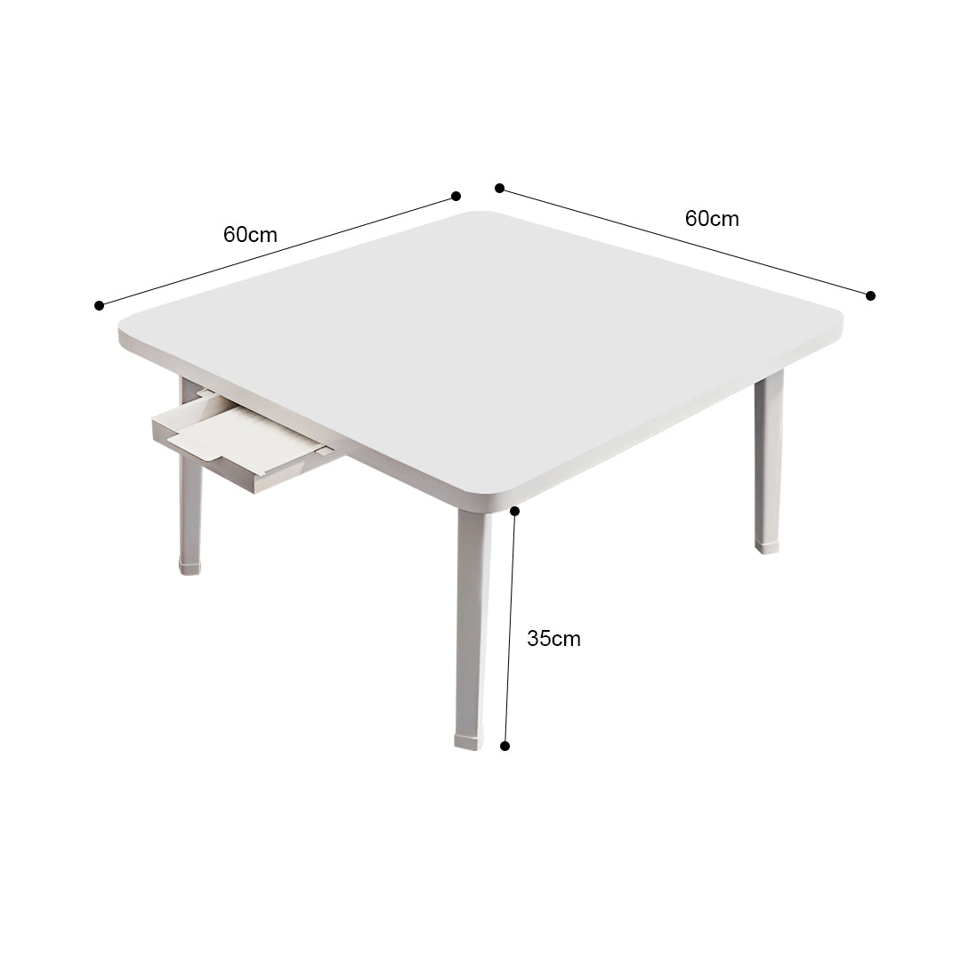 White Portable Square  Floor Table