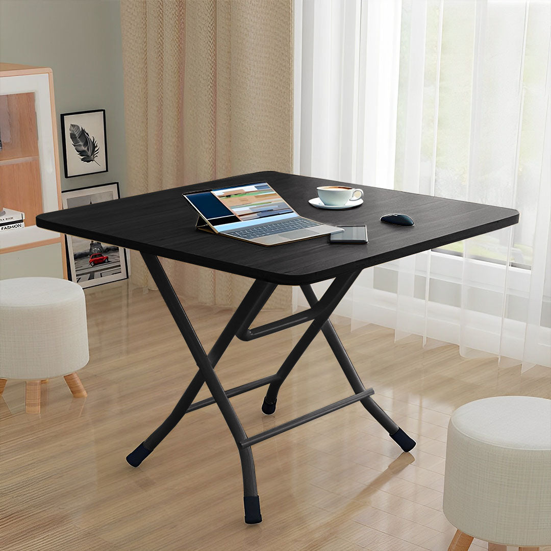 SOGA Black Square  Dining Table Portable with Lacquered Legs