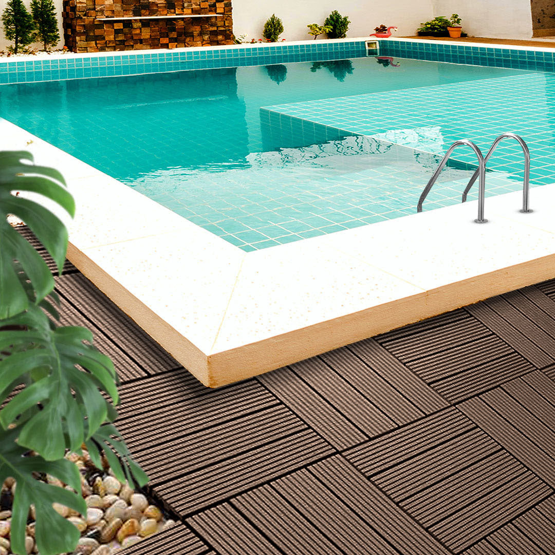 Dark Chocolate DIY Wooden Composite Decking Tiles  Set of 11
