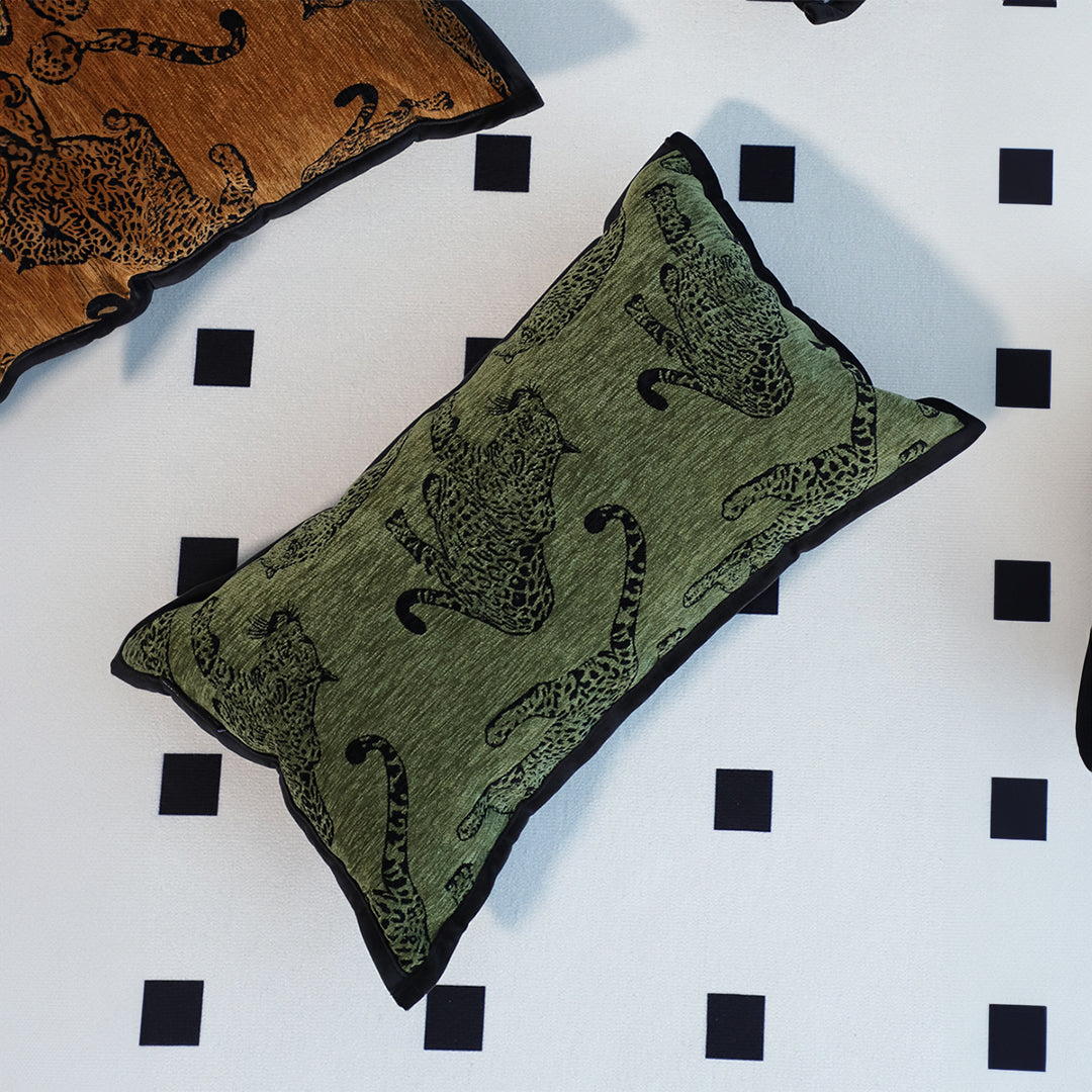 30cm Throw Pillow Green Leopard