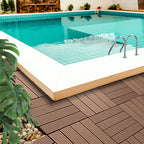 Light Chocolate DIY Wooden Composite Decking Tiles  Set of 11