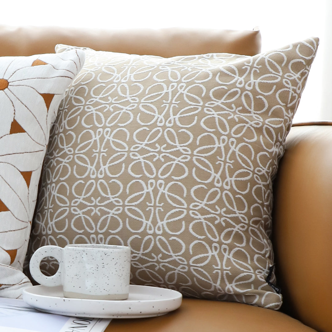 50cmThrow Pillow White and Beige Geometric Pattern Accent