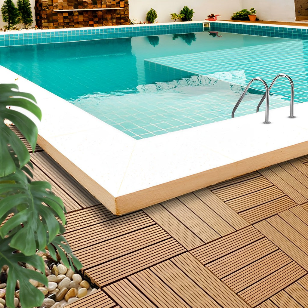 Coffee DIY Wooden Composite Decking Tiles  Set of 11