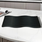 SOGA 39cm Black Ribbed Beech Wood Serving Tray