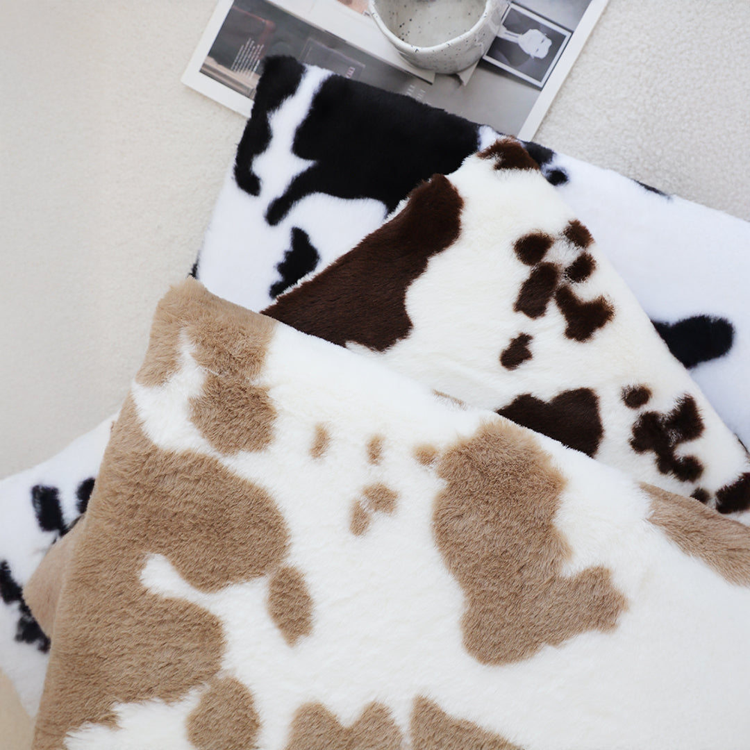 SOGA 2X 45cm Brown Cow Print Soft Leaning Plush Backrest Seat Pillow
