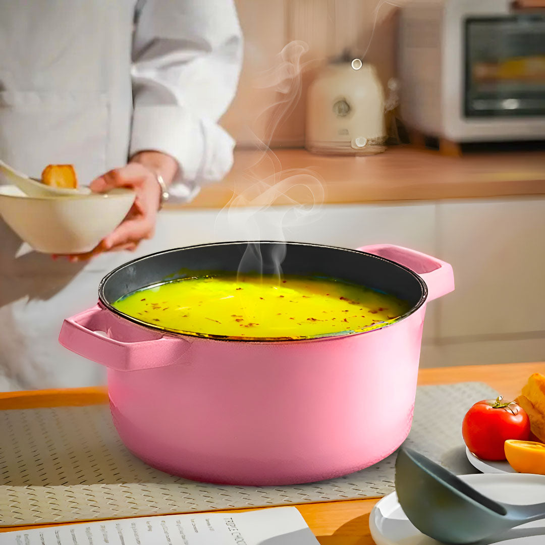 Cast Iron Porcelain Casserole 2.7L Pink 22cm