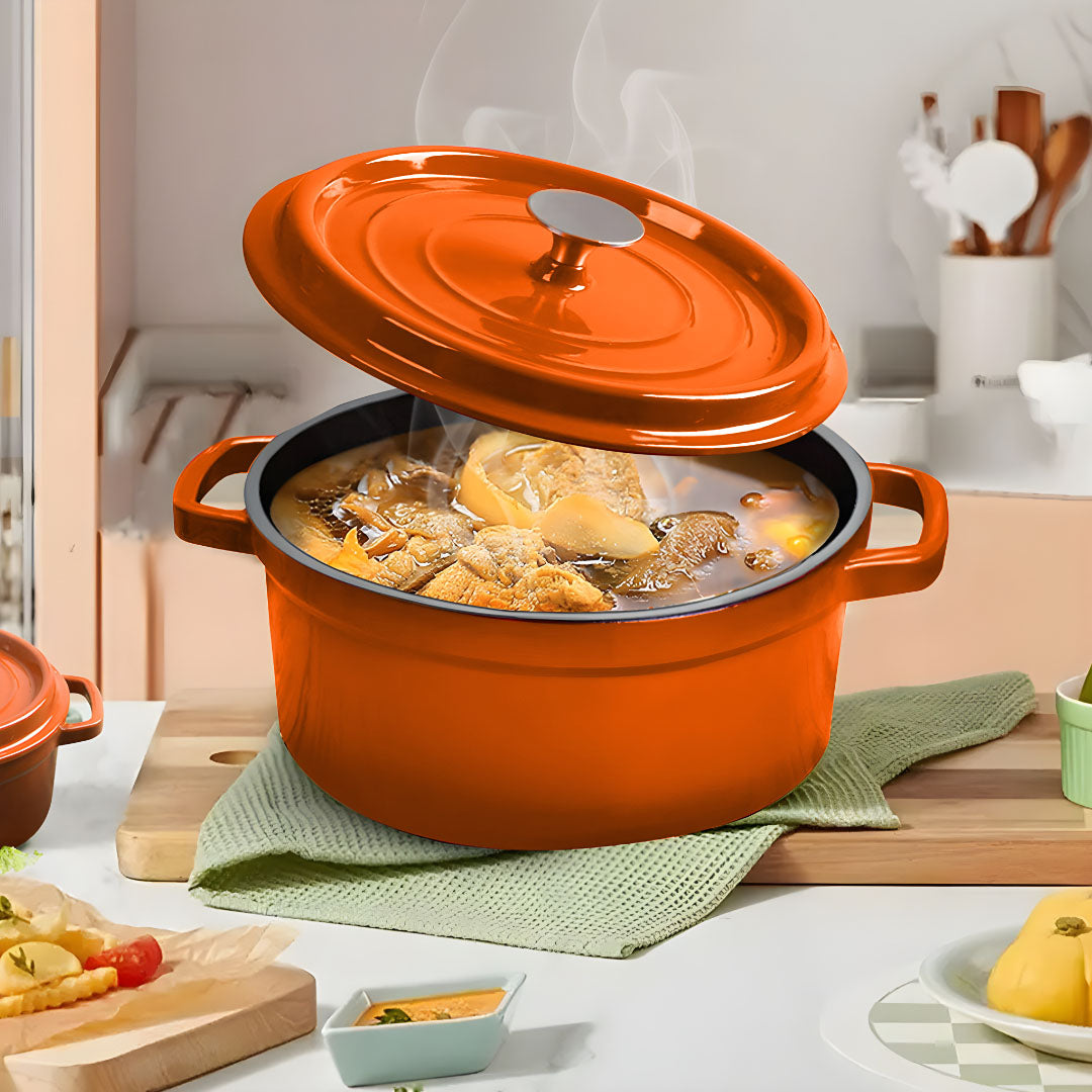Cast Iron Porcelain Casserole 3.6L Orange 24cm