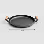 35cm Cast Iron Frying Pan With Wooden Handle