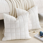 SOGA Quilted Cushion 50cm White Grid Pattern Soft Padded Decorative Throw Pillow