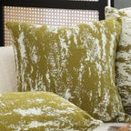 50cm Throw Pillow White and Olive Green Plush Polyester Fiber