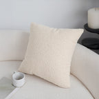 SOGA Boucle Textured Cushion 50cm Cream White Soft Cozy Decorative Throw Pillow
