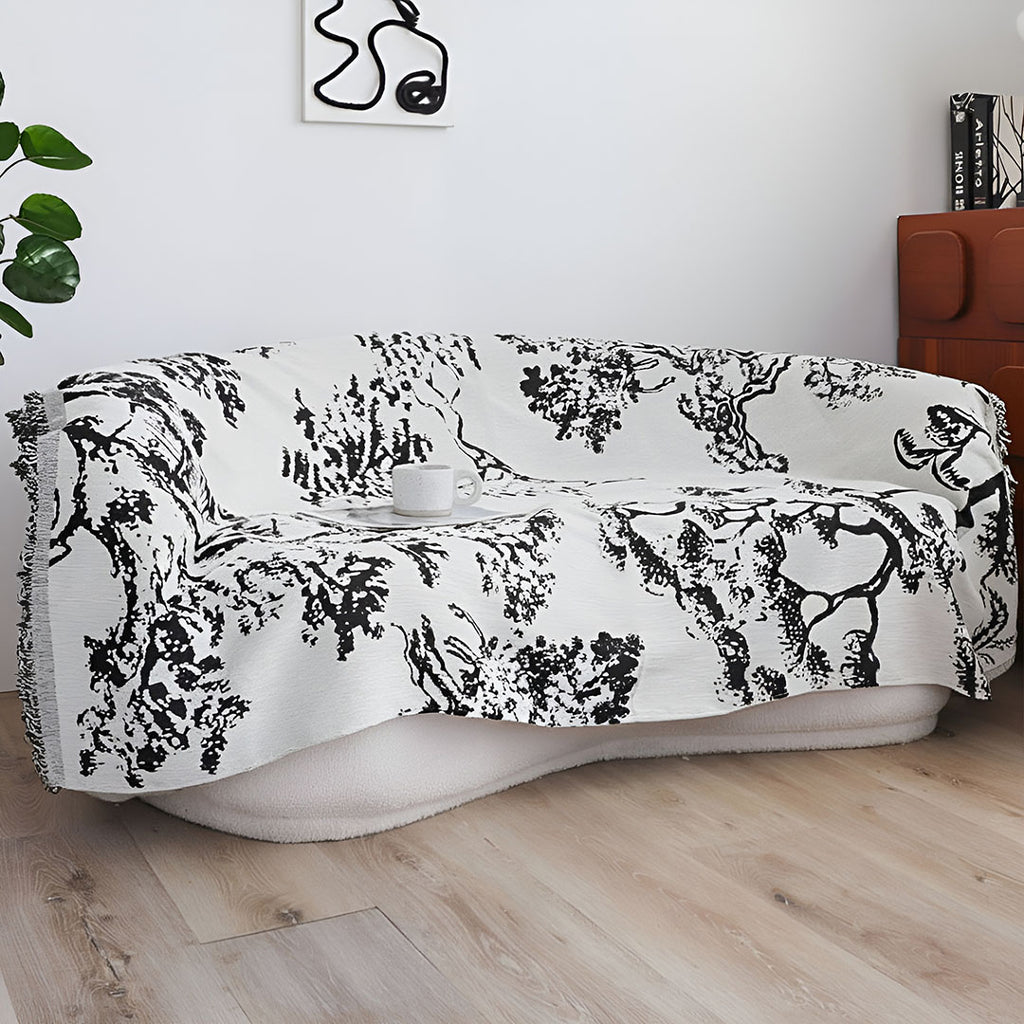 SOGA One-seater White Sofa Cover Tree Print 130x180cm Polyester