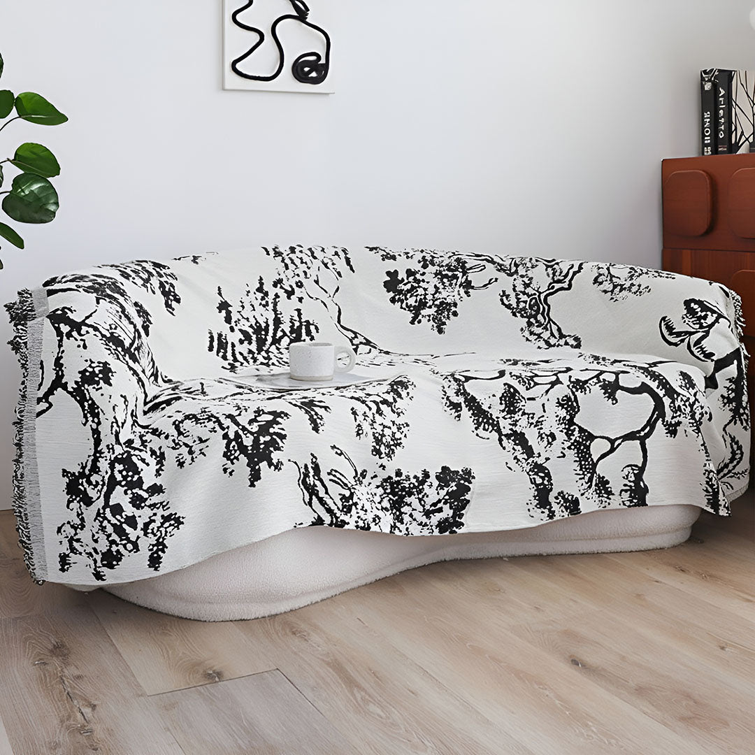 SOGA One-seater White Sofa Cover Tree Print 130x180cm Polyester