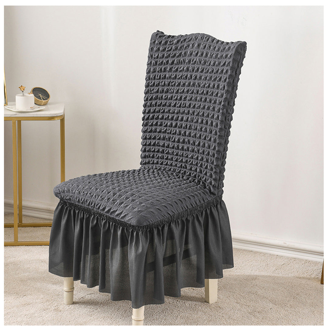 Dark Grey Chair Cover Seat Protector with Ruffle Skirt
