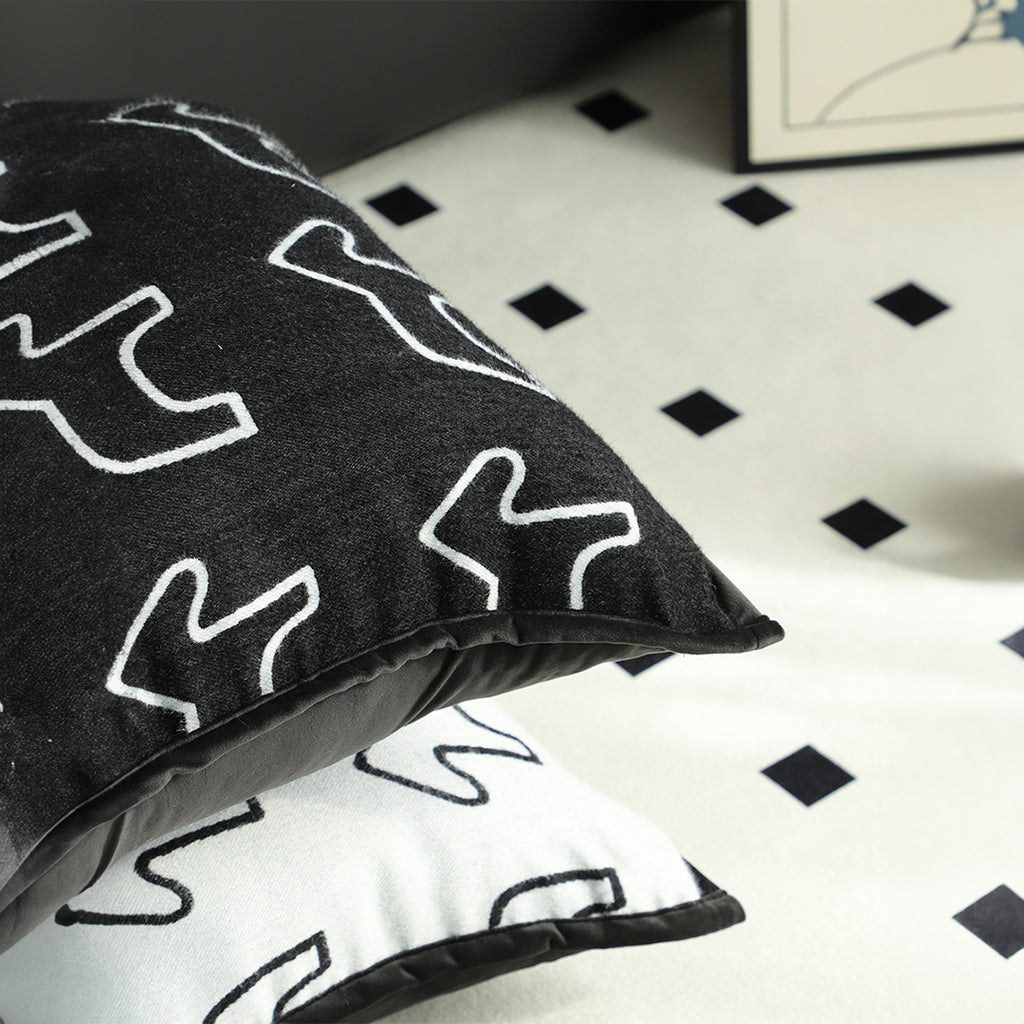 45cm Throw Pillow Black Teddy Fleece Square