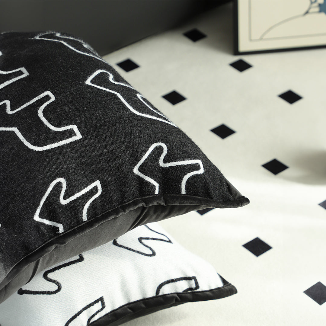 45cm Throw Pillow Black Teddy Fleece Square