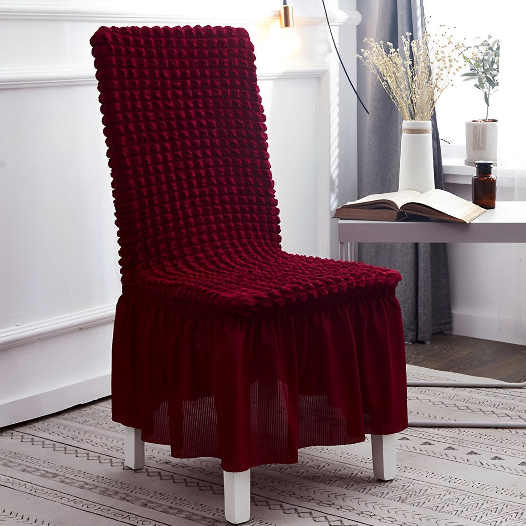 Burgundy Chair Cover Seat Protector with Ruffle Skirt