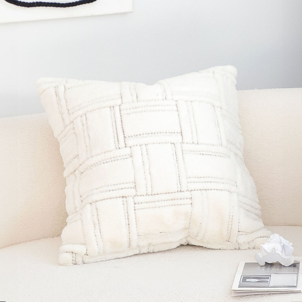 SOGA 45cm Bohemian Winter White Tufted Grid Pattern Decorative Throw Pillow