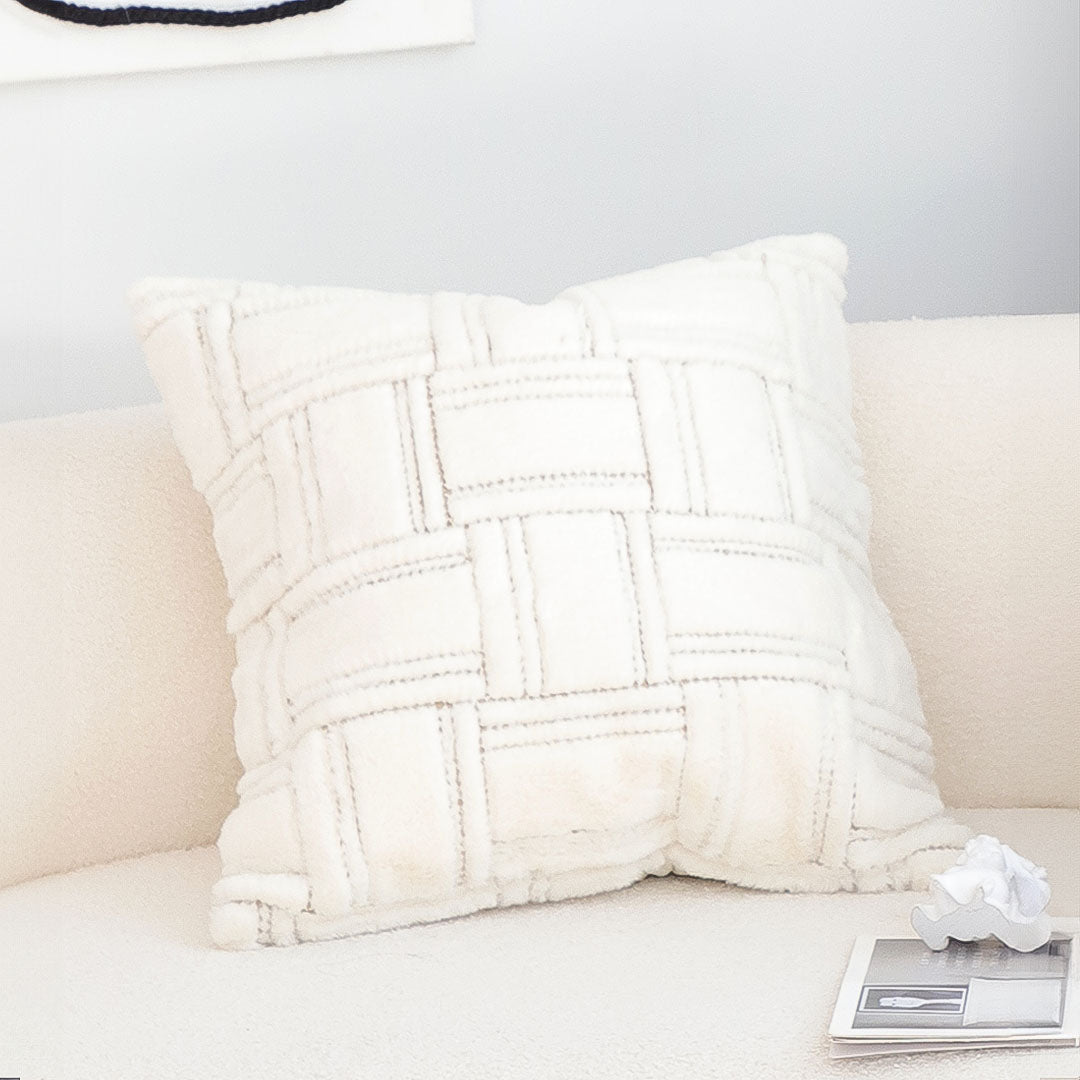 SOGA 45cm Bohemian Winter White Tufted Grid Pattern Decorative Throw Pillow