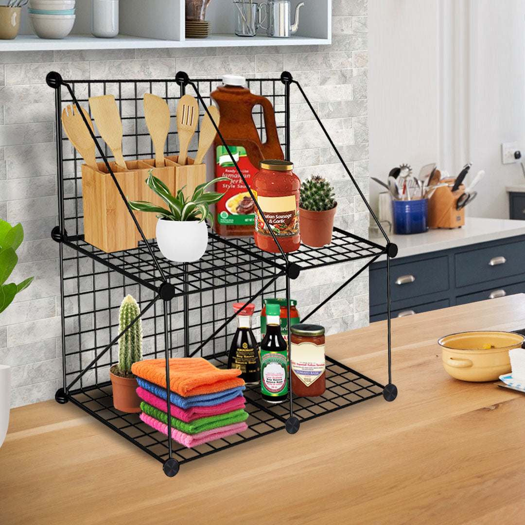 Black Portable 4-Cube 2 Column Storage Organiser