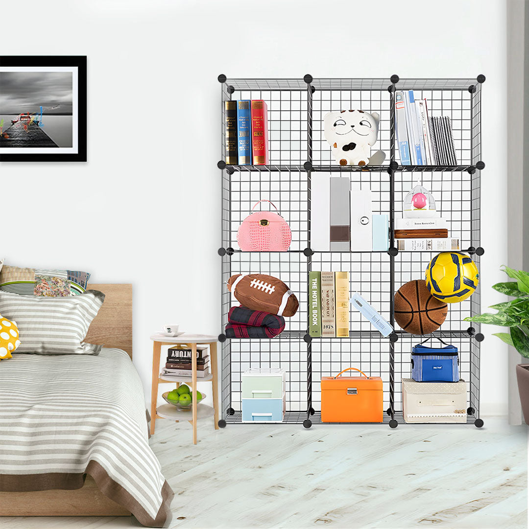 Black Portable 12-Cube Storage Organiser