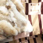 45cm Throw Pillow Coffee Rabbit Fur Square