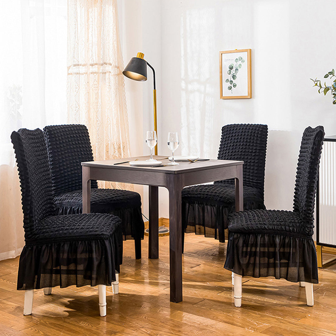 Black Chair Cover Seat Protector with Ruffle Skirt