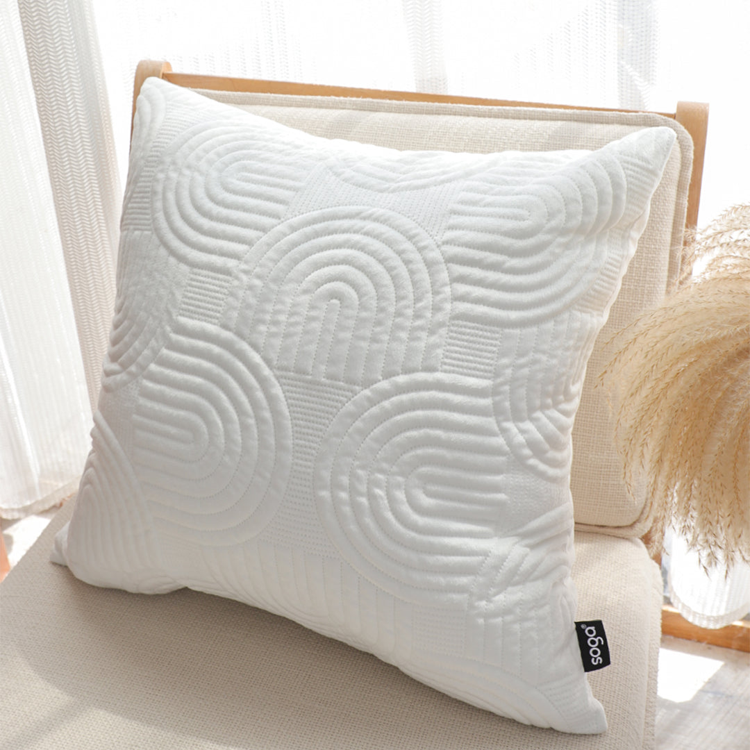 SOGA 50cm White Textured Geometric Pattern Decorative Throw Pillow