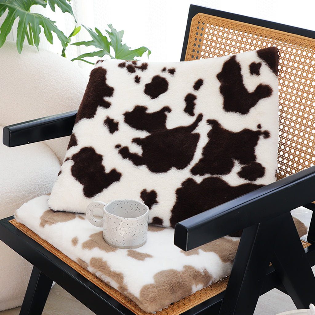 SOGA 2X 45cm Coffee Cowhide Soft Leaning Plush Backrest  Seat Pillow
