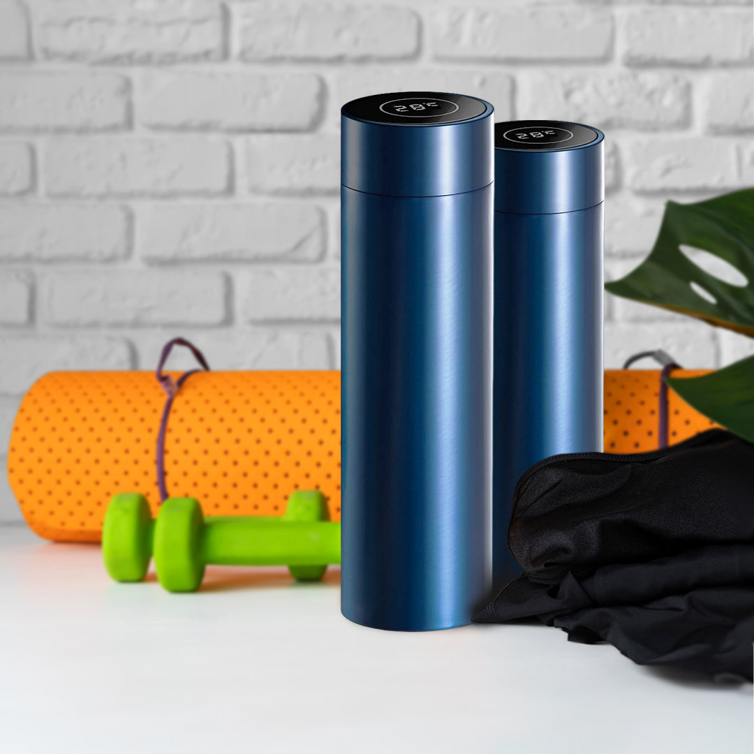 500ML Smart Thermometer Bottle Vacuum Flask Blue