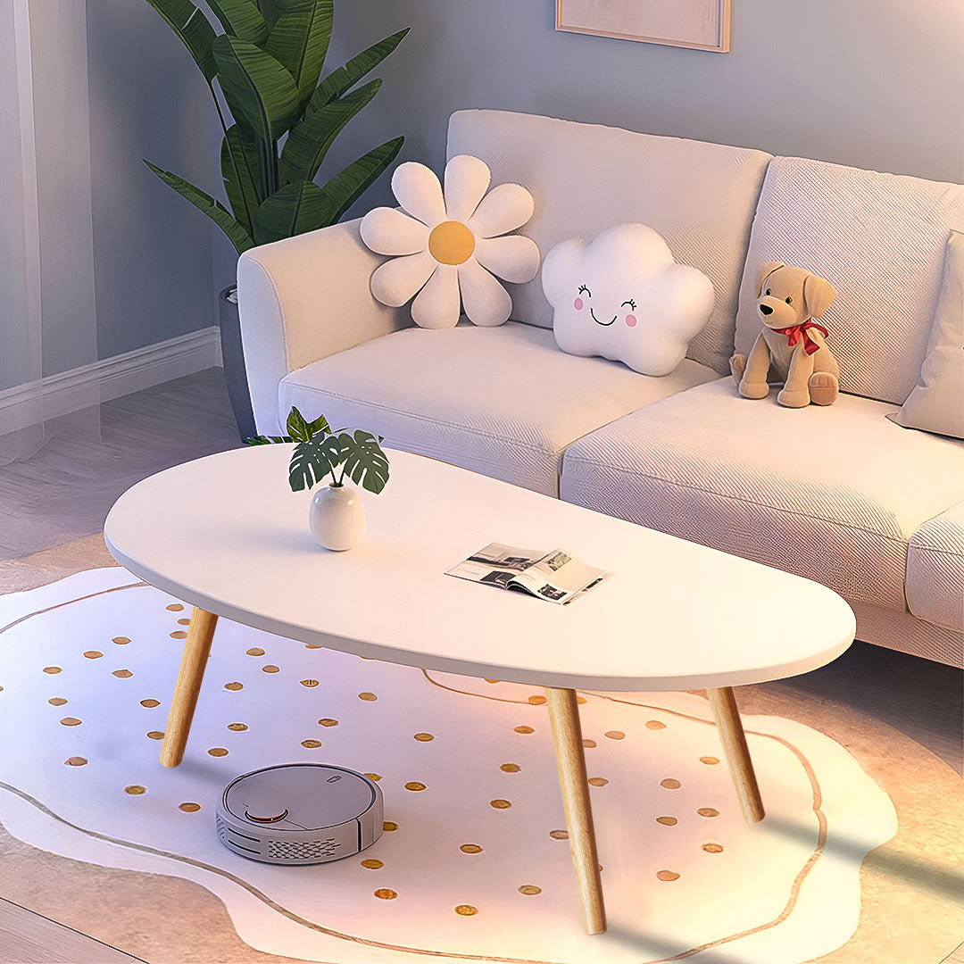 SOGA 80x40cm White Living Room Nordic  Coffee Table Simple Modern Home Style