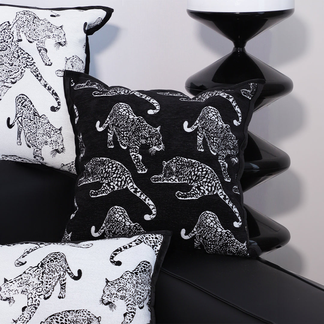 45cm Throw Pillow Black Leopard