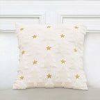 SOGA 45cm Celestial Cream Textured Gold Star Pattern Throw Pillow