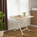 Wood-Colored Square Dining Table Portable