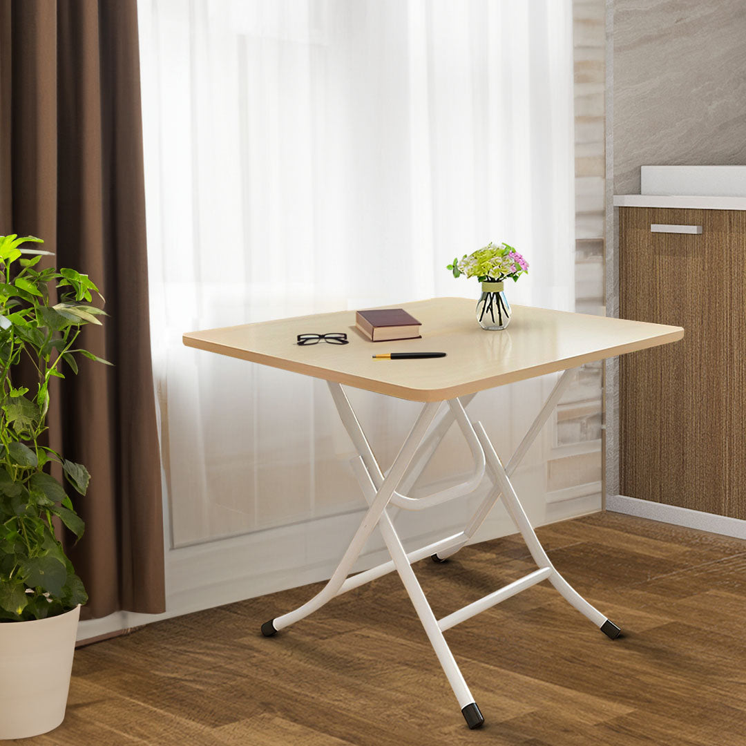 Wood-Colored Square Dining Table Portable