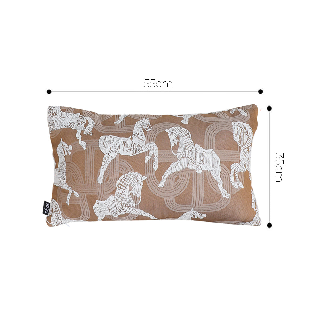 SOGA 35cm Bohemian Camel Brown White Horse Pattern Throw Pillow