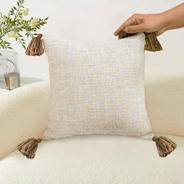 SOGA 45cm Beige Pillow Textured Throw Cover Luxurious Rib Knit Ribbed Cotton Throw Pillow