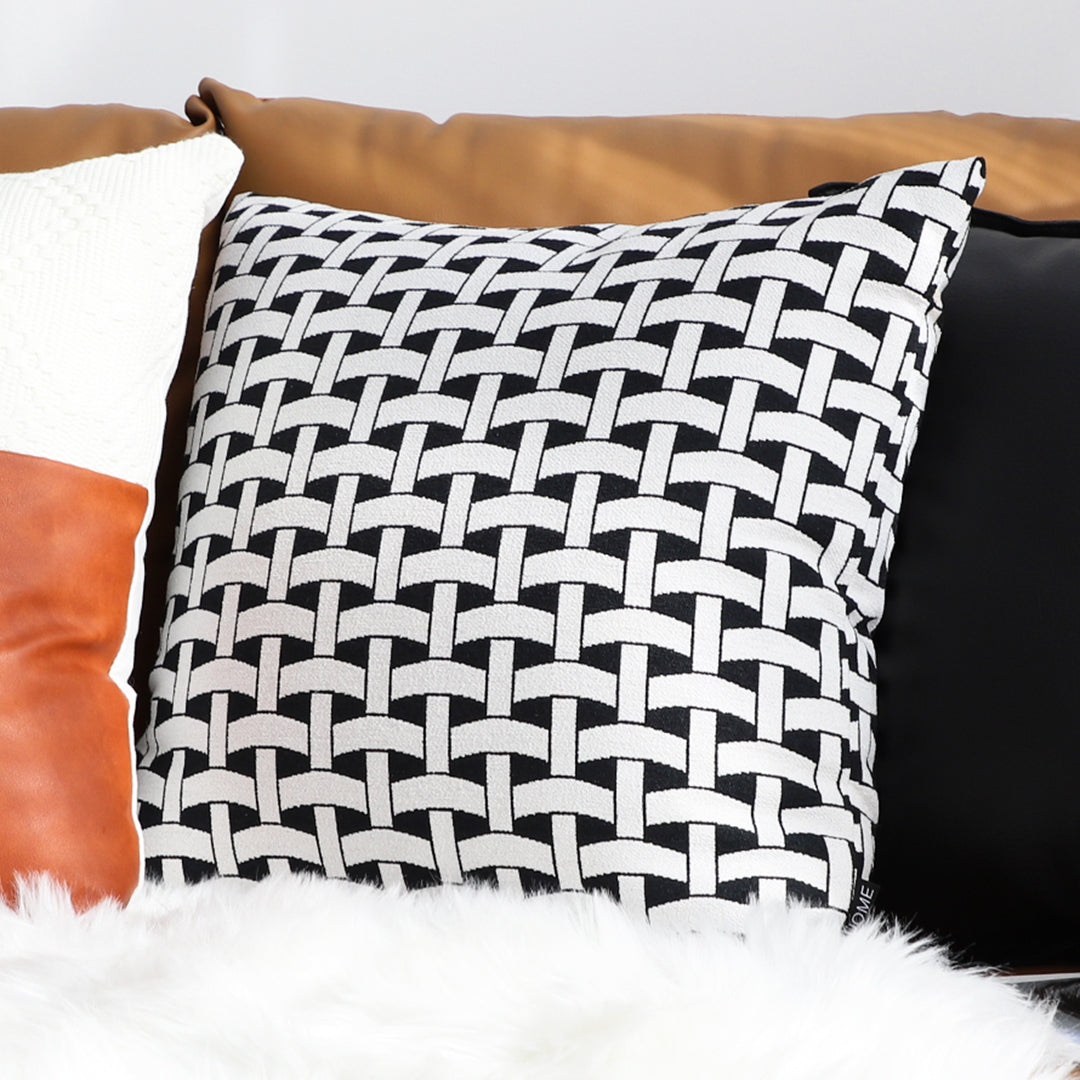 SOGA 50cm Black & White Pattern Throw Pillow Polyester Fiber Cotton