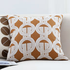 50cm Throw Pillow Brown Circular Chain Jacquard for Home Decor