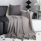 SOGA 2X 127x170cm Star Grey Blanket – Gradient Tassel Throw