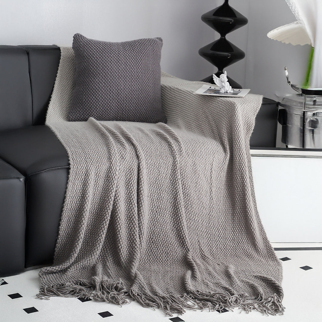 SOGA 2X 127x170cm Star Grey Blanket – Gradient Tassel Throw