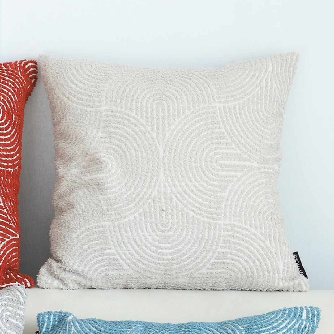 50cm Throw Pillow Off White Lumbar Embroidered