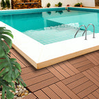 Red Brown DIY Wooden Composite Decking Tiles  Set of 11