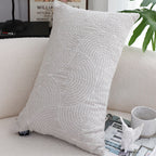 35cm Throw Pillow Off White Lumbar Embroidered